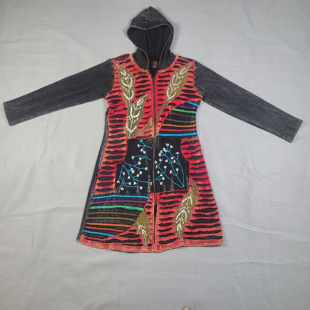 Rising International Full Zip Hoodie Pull Over Boho Women's Small